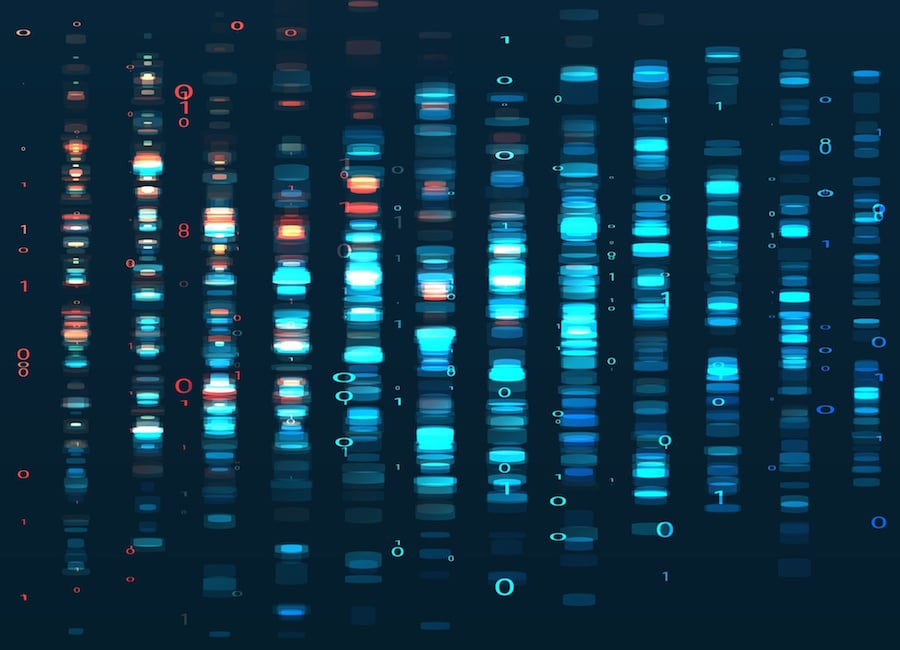 Stream of coded data. Abstract visualisation of digital code.